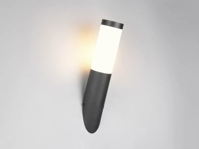 Moderne LED Außenwandleuchte aus Edelstahl in Schwarz, Höhe 39cm