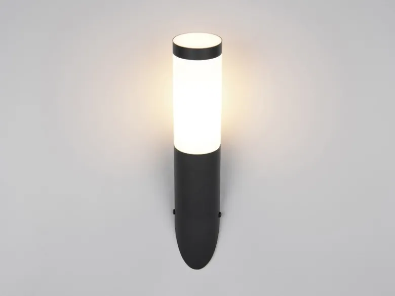 Moderne LED Außenwandleuchte aus Edelstahl in Schwarz, Höhe 39cm