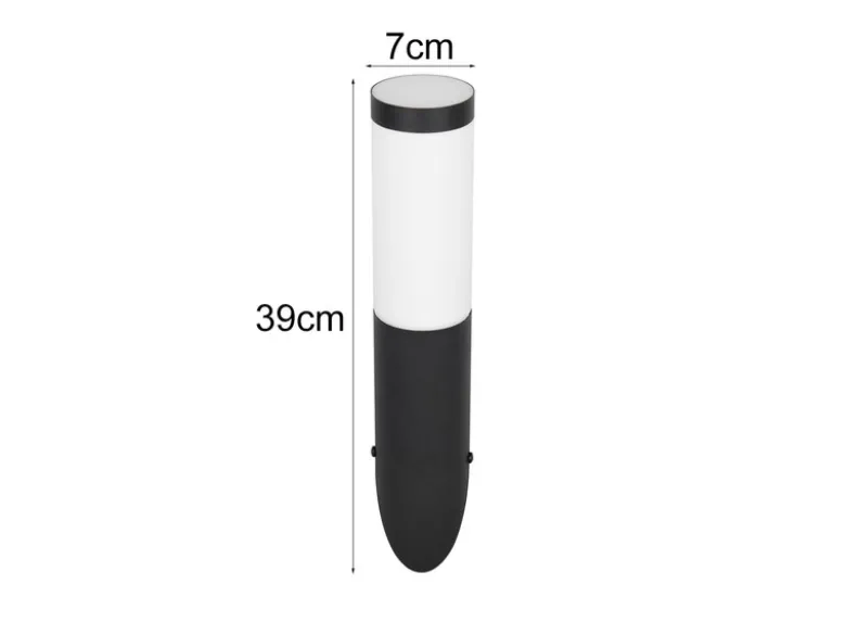 Moderne LED Außenwandleuchte aus Edelstahl in Schwarz, Höhe 39cm