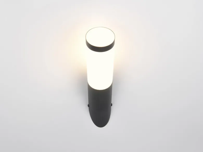 Moderne LED Außenwandleuchte aus Edelstahl in Schwarz, Höhe 39cm
