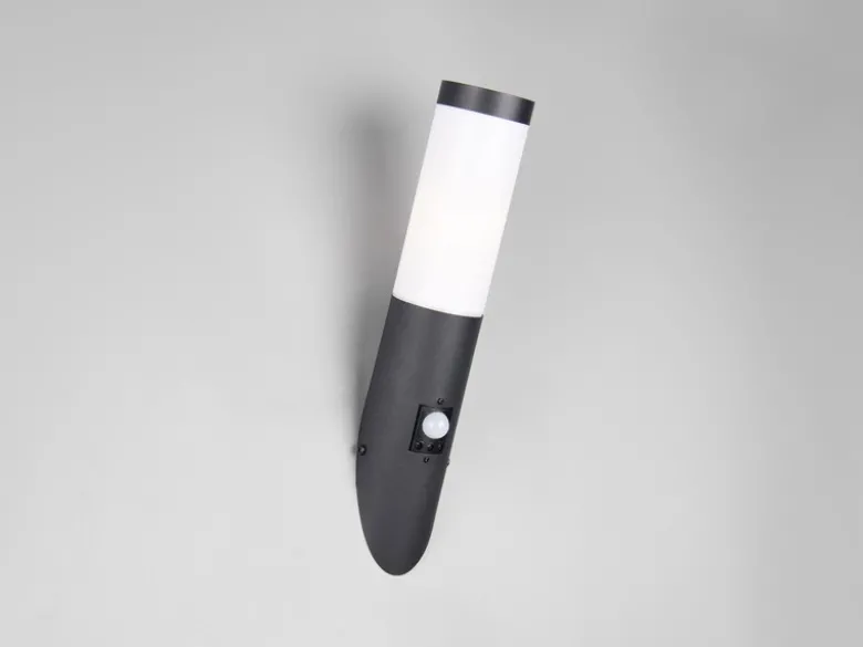 Moderne LED Außenwandleuchte mit Bewegungsmelder Schwarz, Höhe 39cm