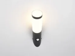 Moderne LED Außenwandleuchte mit Bewegungsmelder Schwarz, Höhe 39cm