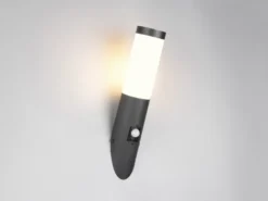 Moderne LED Außenwandleuchte mit Bewegungsmelder Schwarz, Höhe 39cm