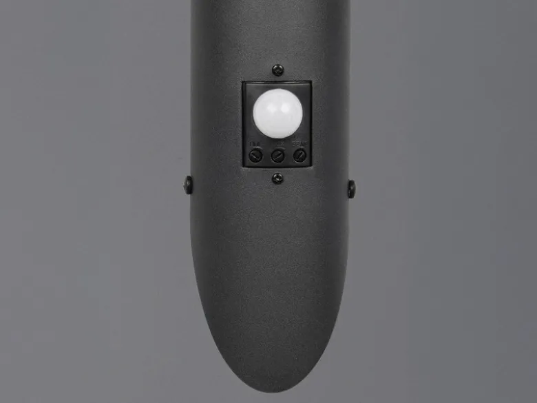 Moderne LED Außenwandleuchte mit Bewegungsmelder Schwarz, Höhe 39cm