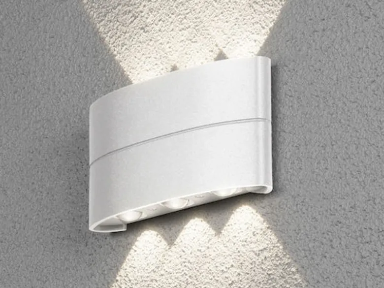 Moderne LED Außenwandleuchte CHIERI aus ALU in weiß Up and Down Light 18,5x9,5cm