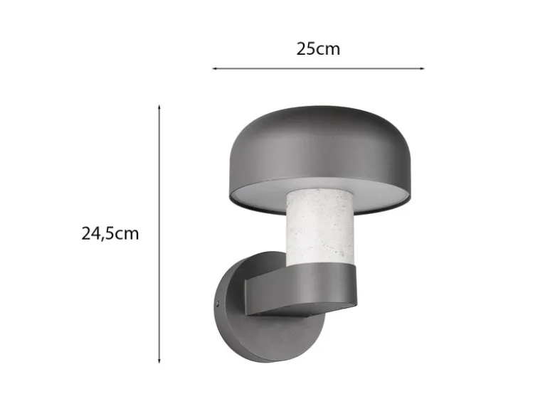 Moderne LED Außenwandleuchte in Anthrazit & Betonoptik, Höhe 24cm