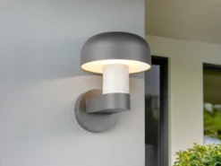 Moderne LED Außenwandleuchte in Anthrazit & Betonoptik, Höhe 24cm