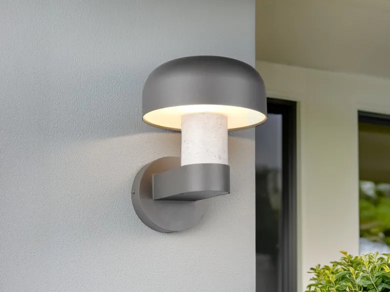 Moderne LED Außenwandleuchte in Anthrazit & Betonoptik, Höhe 24cm