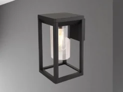 Moderne LED Außenwandleuchte Laterne aus Aluminium in Schwarz, Höhe 27cm