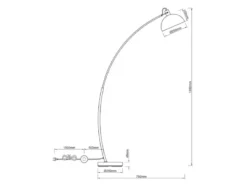 Moderne LED Bogenleuchte in Schwarz Schirm innen Gold, 155cm hoch 75cm Ausladung