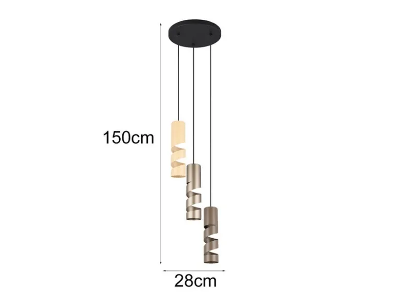 Moderne LED Cluster Pendelleuchte 3-flammig aus Metall in Coffee Tönen, Ø 28cm