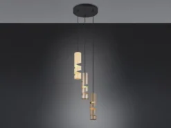 Moderne LED Cluster Pendelleuchte 3-flammig aus Metall in Coffee Tönen, Ø 28cm
