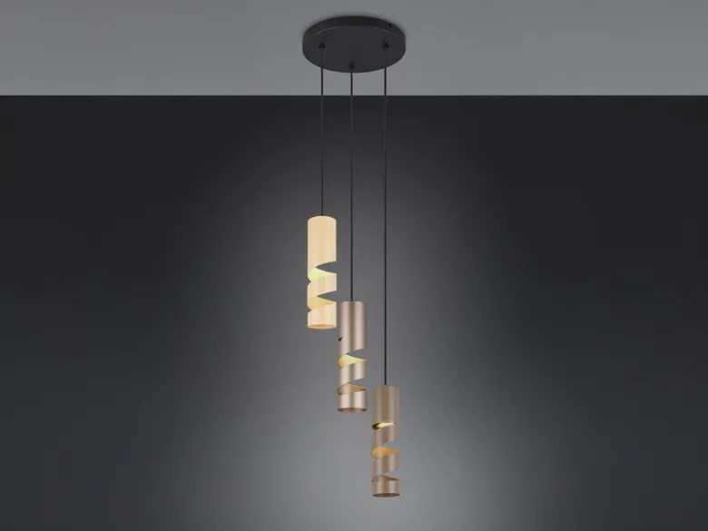 Moderne LED Cluster Pendelleuchte 3-flammig aus Metall in Coffee Tönen, Ø 28cm
