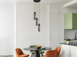 Moderne LED Cluster Pendelleuchte 3-flammig aus Metall in Schwarz, Ø 28cm