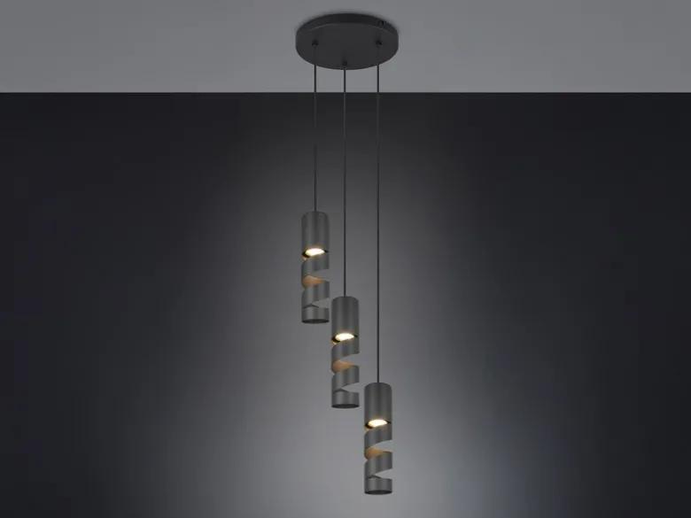 Moderne LED Cluster Pendelleuchte 3-flammig aus Metall in Schwarz, Ø 28cm