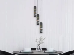 Moderne LED Cluster Pendelleuchte 3-flammig aus Metall in Schwarz, Ø 28cm