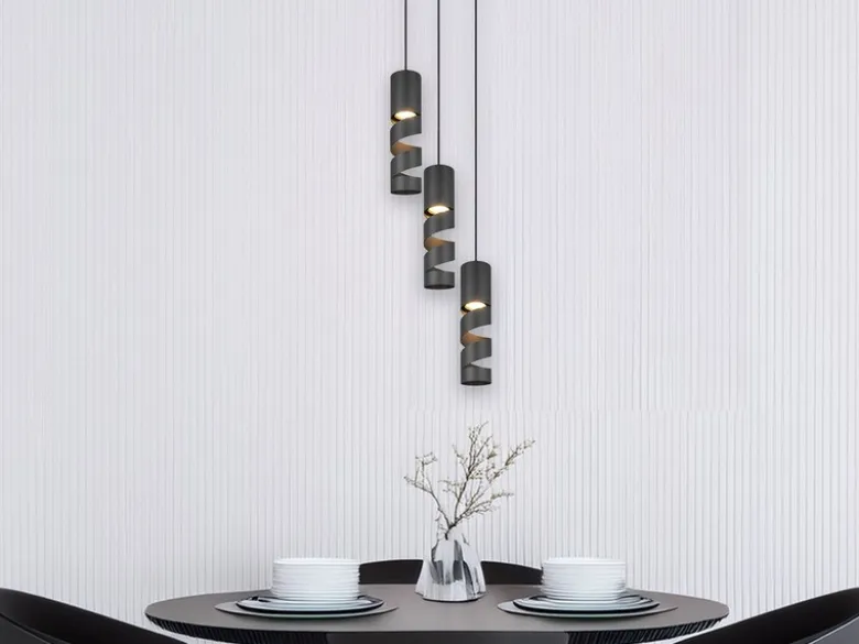 Moderne LED Cluster Pendelleuchte 3-flammig aus Metall in Schwarz, Ø 28cm
