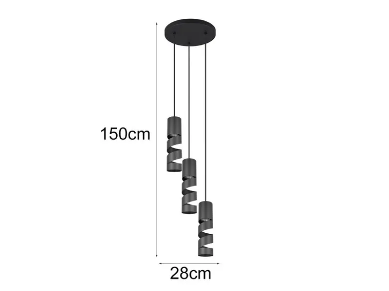 Moderne LED Cluster Pendelleuchte 3-flammig aus Metall in Schwarz, Ø 28cm