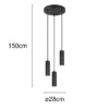Moderne LED Cluster Pendelleuchte 3-flammig aus Metall Schwarz Ø 28cm