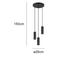 Moderne LED Cluster Pendelleuchte 3-flammig aus Metall Schwarz Ø 28cm