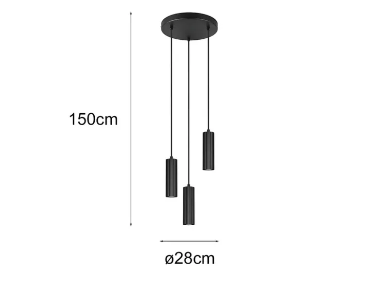 Moderne LED Cluster Pendelleuchte 3-flammig aus Metall Schwarz Ø 28cm