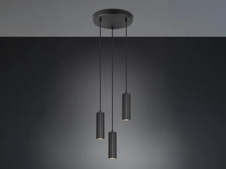Moderne LED Cluster Pendelleuchte 3-flammig aus Metall Schwarz Ø 28cm
