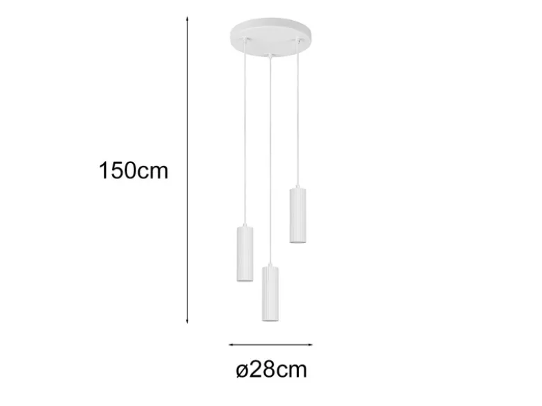 Moderne LED Cluster Pendelleuchte 3-flammig aus Metall Weiß Ø 28cm