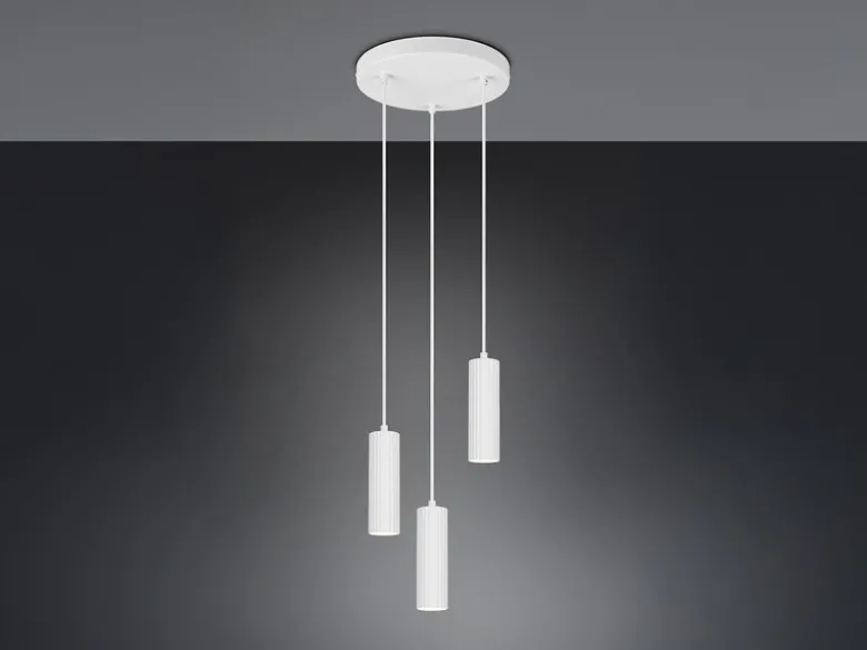 Moderne LED Cluster Pendelleuchte 3-flammig aus Metall Weiß Ø 28cm