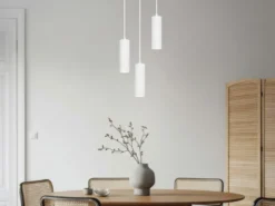 Moderne LED Cluster Pendelleuchte 3-flammig aus Metall Weiß Ø 28cm
