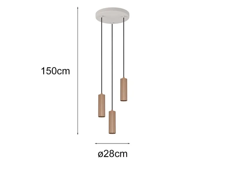 Moderne LED Cluster Pendelleuchte 3-flammig Hellgrau Coffee Ø 28cm