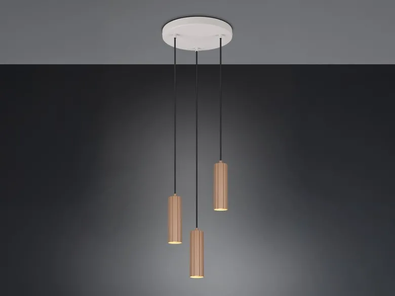 Moderne LED Cluster Pendelleuchte 3-flammig Hellgrau Coffee Ø 28cm