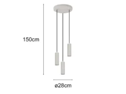 Moderne LED Cluster Pendelleuchte 3-flammig Hellgrau Ø 28cm