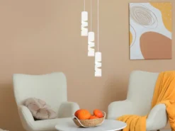 Moderne LED Cluster Pendelleuchte 3-flammig aus Metall in Weiß, Ø 28cm