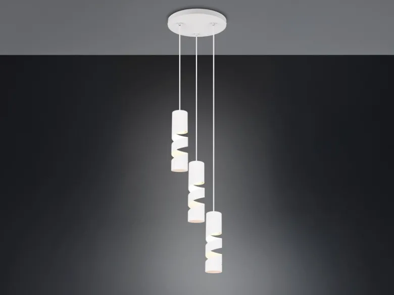 Moderne LED Cluster Pendelleuchte 3-flammig aus Metall in Weiß, Ø 28cm
