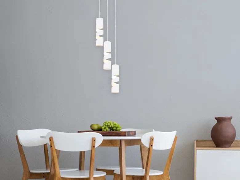 Moderne LED Cluster Pendelleuchte 3-flammig aus Metall in Weiß, Ø 28cm