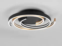 Moderne LED Deckenleuchte CAYA dimmbar über Schalter, hell Schwarz Gold Ø 50cm