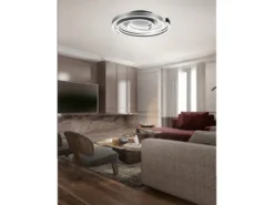 Moderne LED Deckenleuchte CAYA dimmbar über Schalter, hell Schwarz Silber Ø 50cm