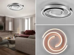 Moderne LED Deckenleuchte CAYA dimmbar über Schalter, hell Schwarz Silber Ø 50cm