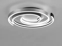Moderne LED Deckenleuchte CAYA dimmbar über Schalter, hell Schwarz Silber Ø 50cm