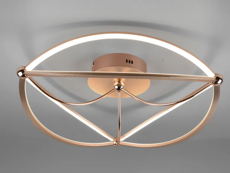 Moderne LED Deckenleuchte CHARIVARI hell & dimmbar über Schalter, Messing Ø 62cm
