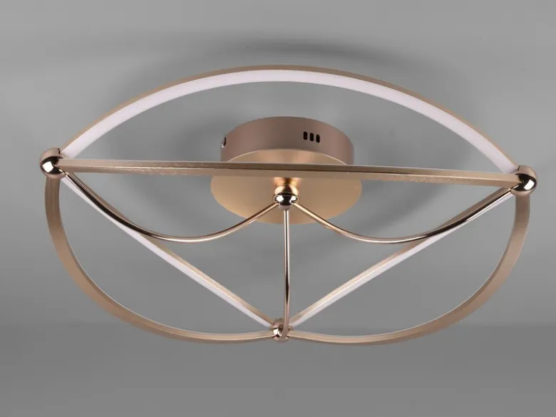Moderne LED Deckenleuchte CHARIVARI hell & dimmbar über Schalter, Messing Ø 62cm