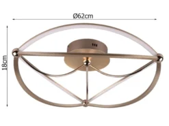 Moderne LED Deckenleuchte CHARIVARI hell & dimmbar über Schalter, Messing Ø 62cm