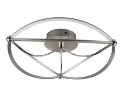 Moderne LED Deckenleuchte CHARIVARI hell & dimmbar über Schalter, Silber Ø 62cm