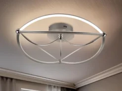 Moderne LED Deckenleuchte CHARIVARI hell & dimmbar über Schalter, Silber Ø 62cm