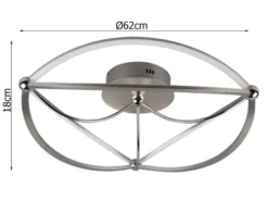 Moderne LED Deckenleuchte CHARIVARI hell & dimmbar über Schalter, Silber Ø 62cm
