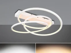 Moderne LED Deckenleuchte DARVIN dimmbar in Weiß, Breite 64cm