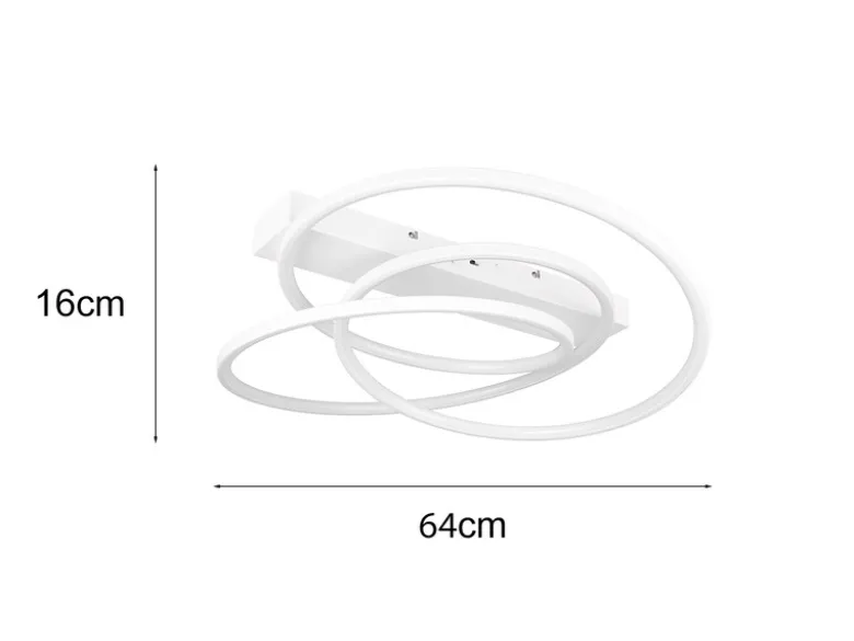 Moderne LED Deckenleuchte DARVIN dimmbar in Weiß, Breite 64cm