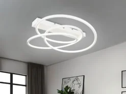 Moderne LED Deckenleuchte DARVIN dimmbar in Weiß, Breite 64cm
