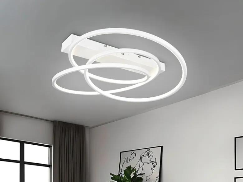 Moderne LED Deckenleuchte DARVIN dimmbar in Weiß, Breite 64cm