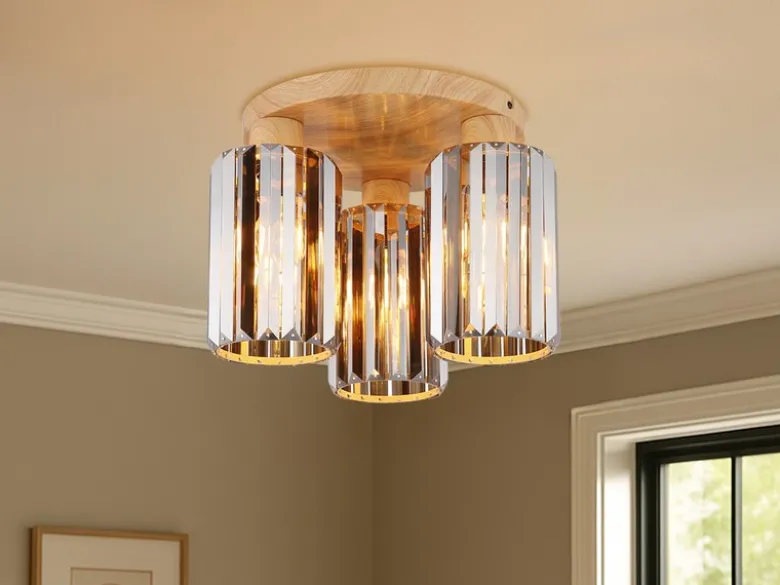 Moderne LED Deckenleuchte 3-flammig mit Rauchglas Kristall Ø 35cm